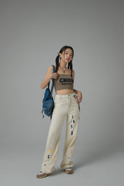 Colorful Paint Straight Fit Denim Jeans