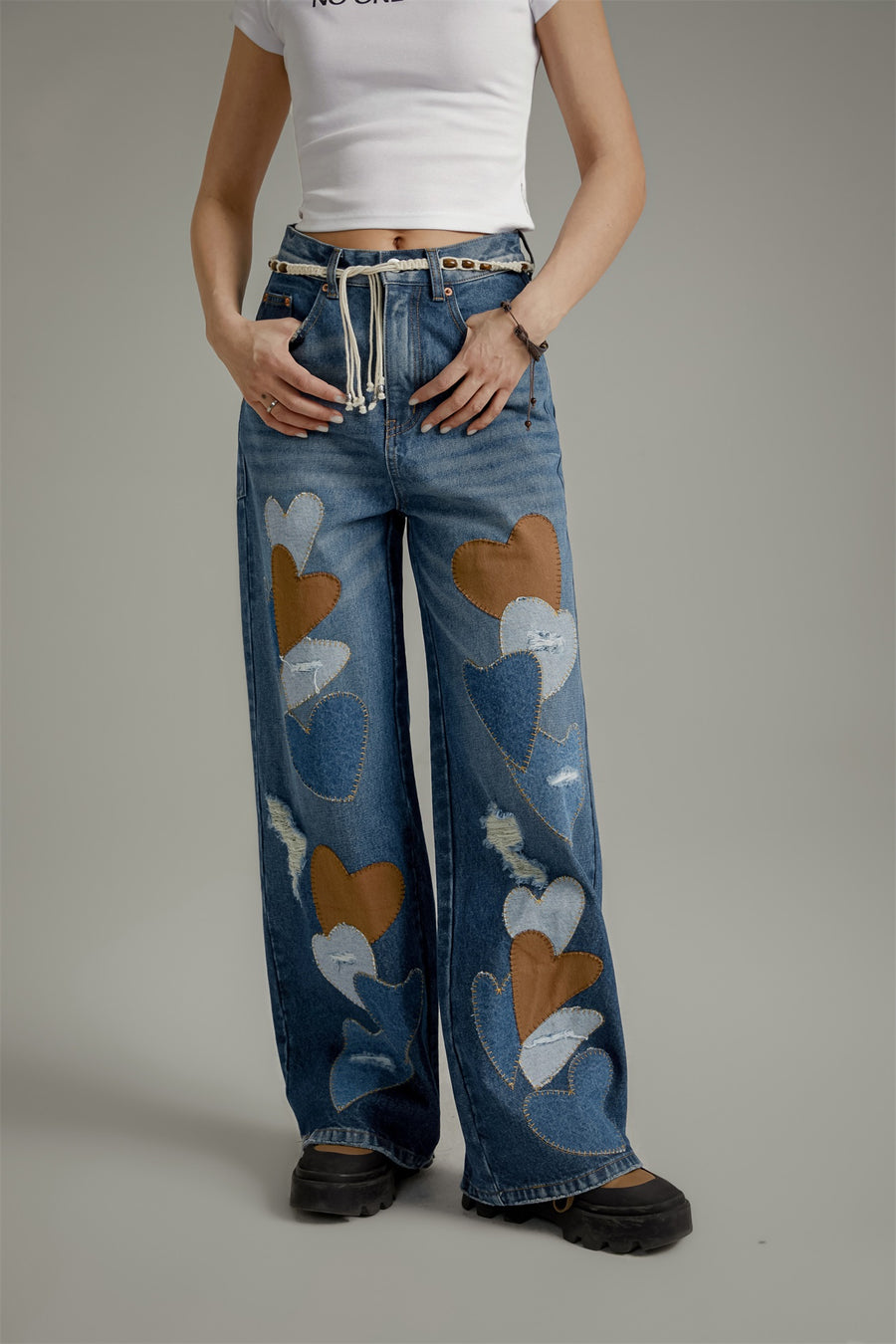 CHUU Heart Wide Denim Jeans