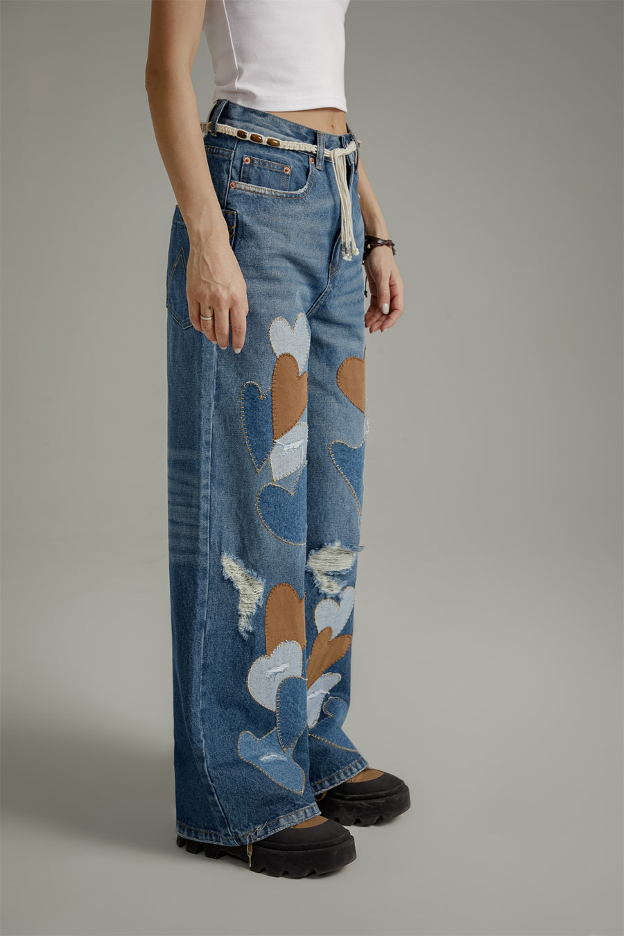 CHUU Heart Wide Denim Jeans
