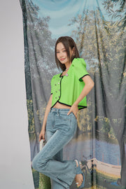 Heart Button Short Sleeve Jacket