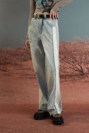 Raw Damaged Straight Wide Jeans