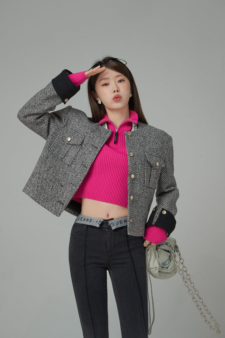 CHUU Main Character Dreams Vintage Button Tweed Jacket