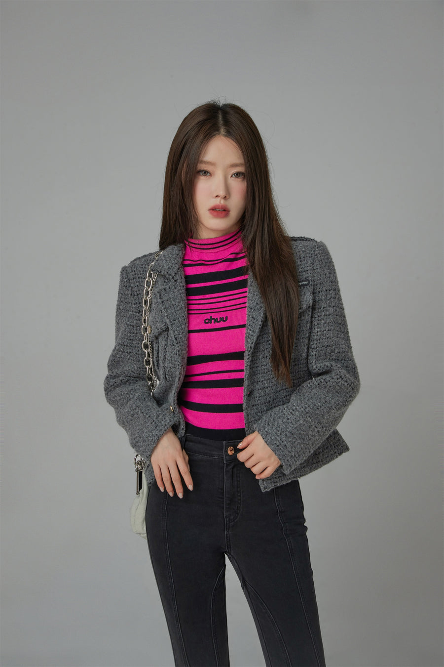 CHUU Pocket Tweed Crop Blazer Jacket