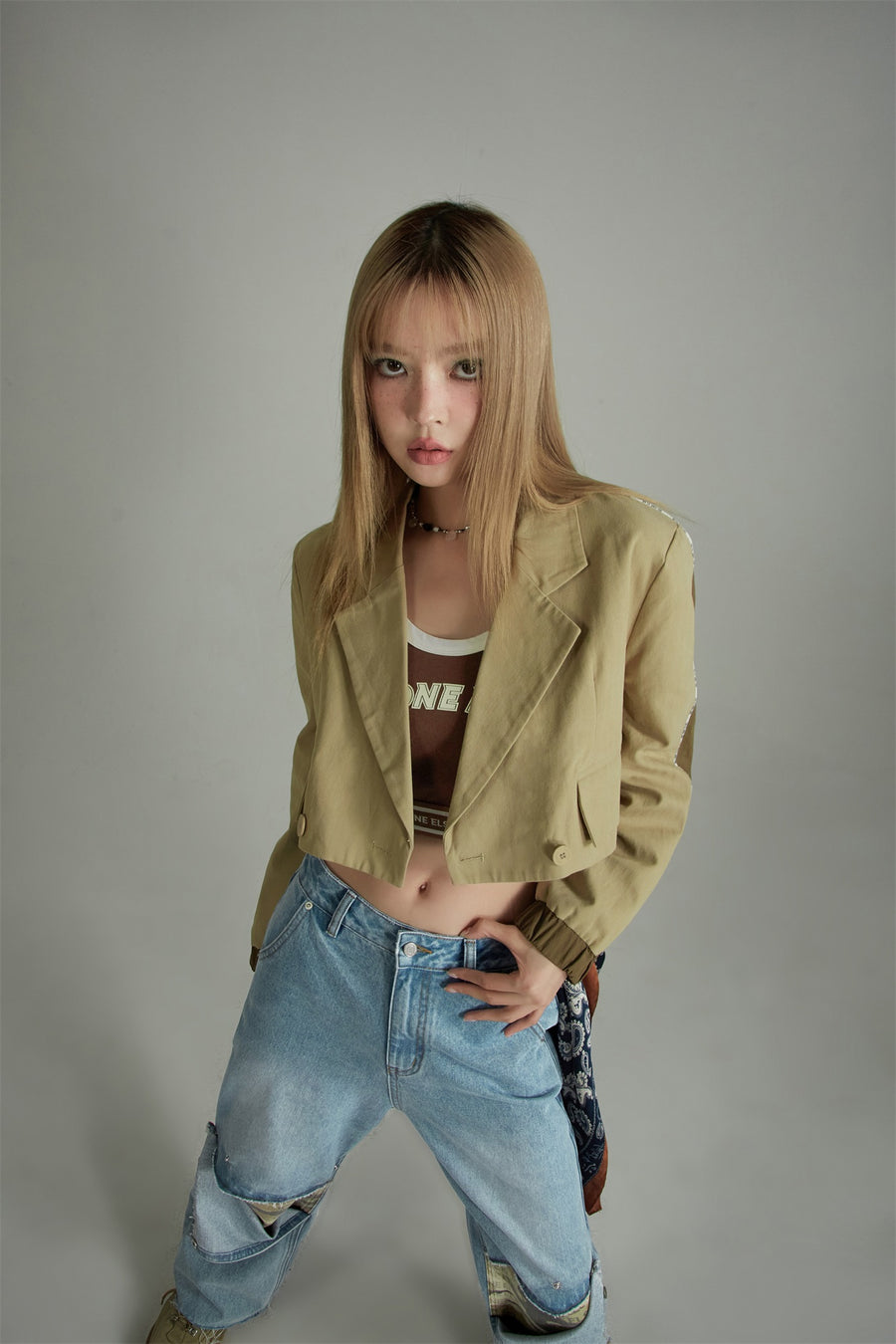 CHUU Noe Cropped Blazer Outer Jacket