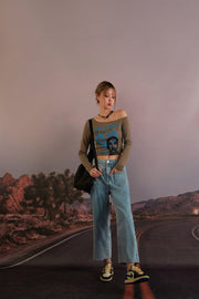 Crop Ankles Straight Jeans