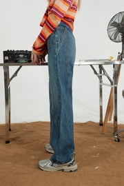 Front Pockets Straight Denim Jeans