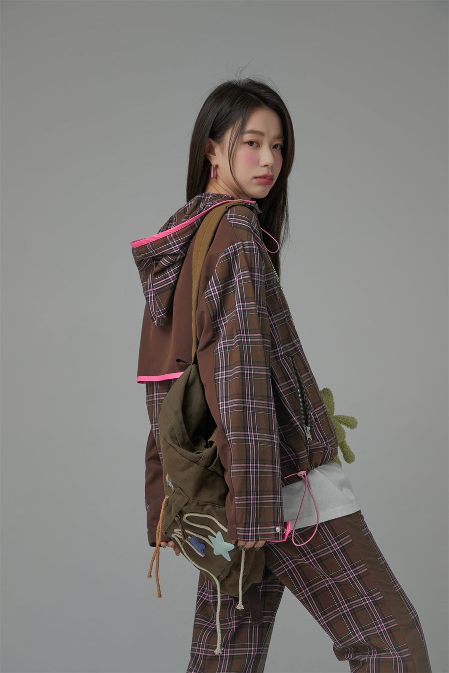 CHUU Half-Zip Check Jacket