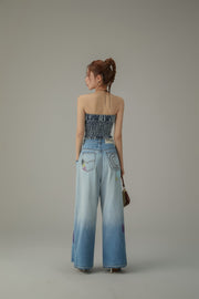 Distressed Wide Denim Jeans