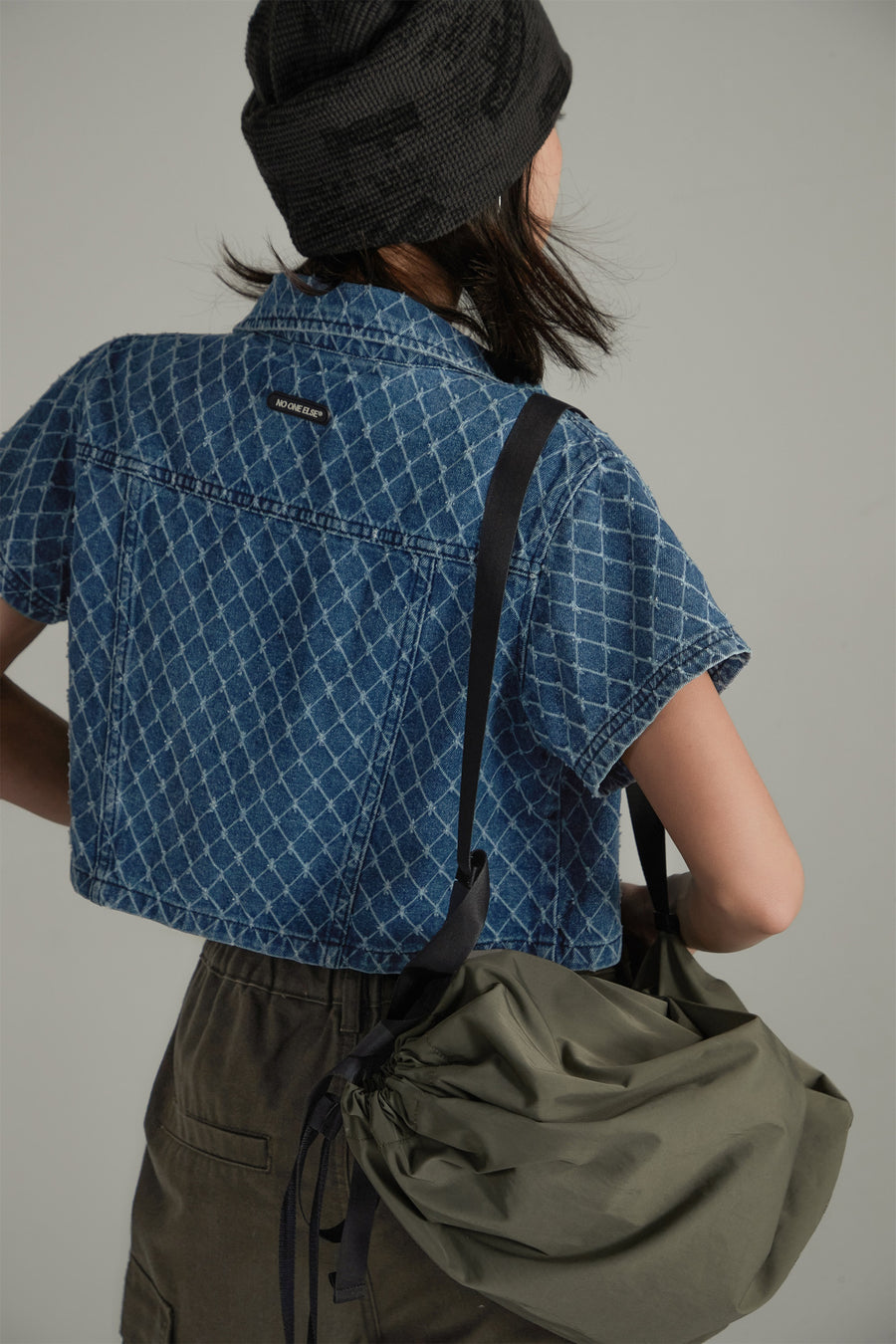 CHUU Argyle Embroidered Denim Jacket