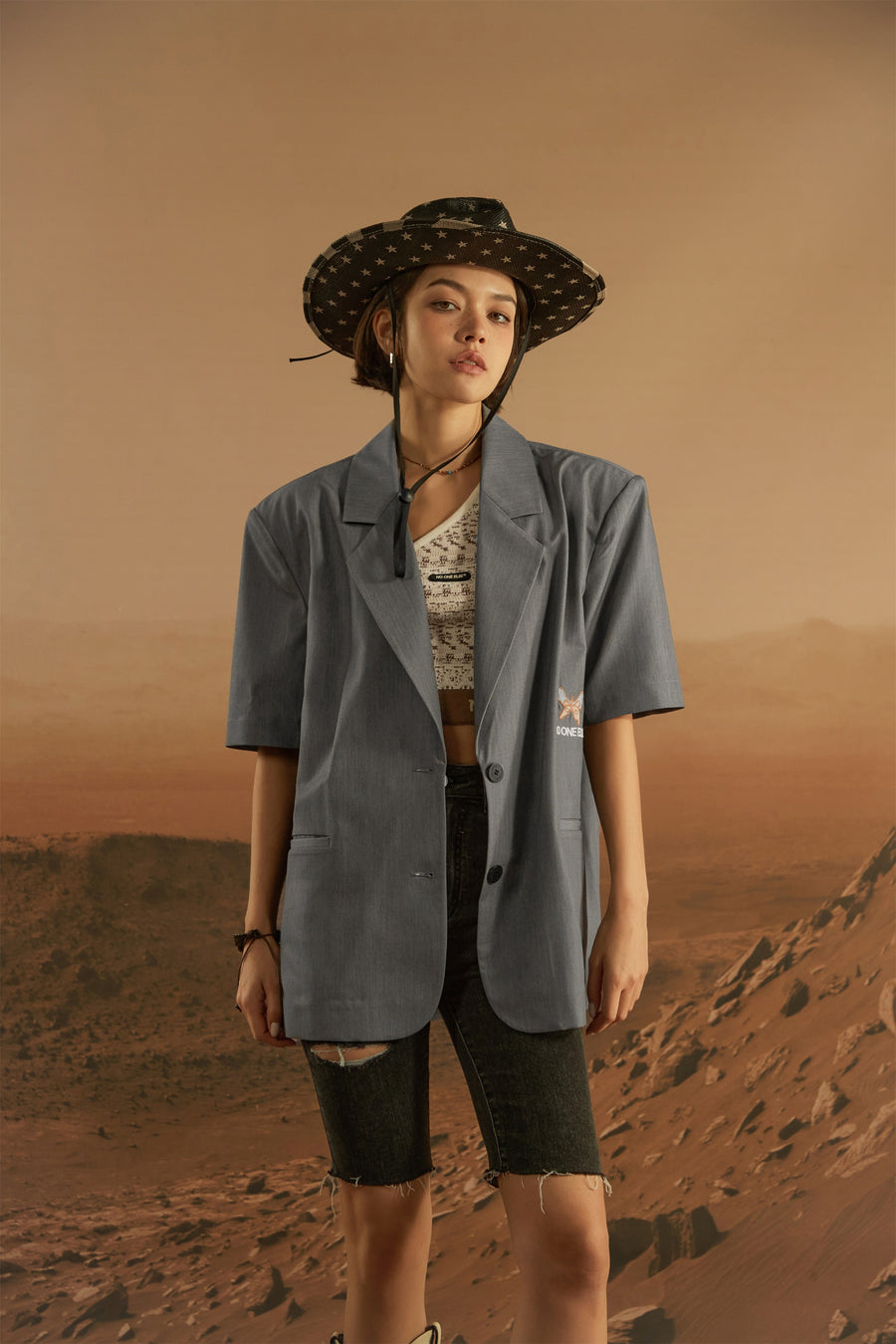 CHUU Back Embroidered Butterfly Jacket