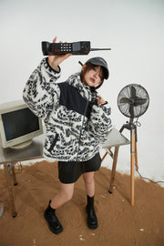 Sporty Hoodie Fleece Crop Jacket