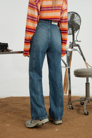 Front Pockets Straight Denim Jeans