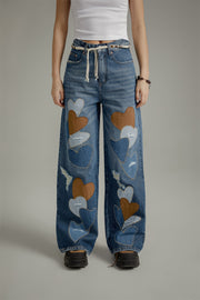 Heart Wide Denim Jeans