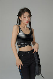 '-5kg Jeans Striped Sleeveless Crop Top