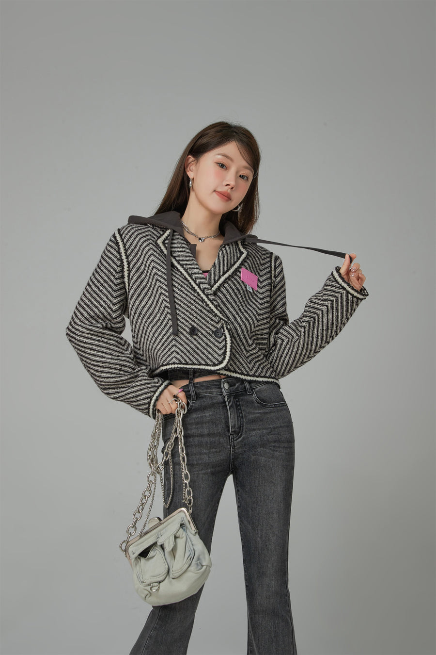 CHUU Big Time Luck Striped Loose Fit Short Jacket