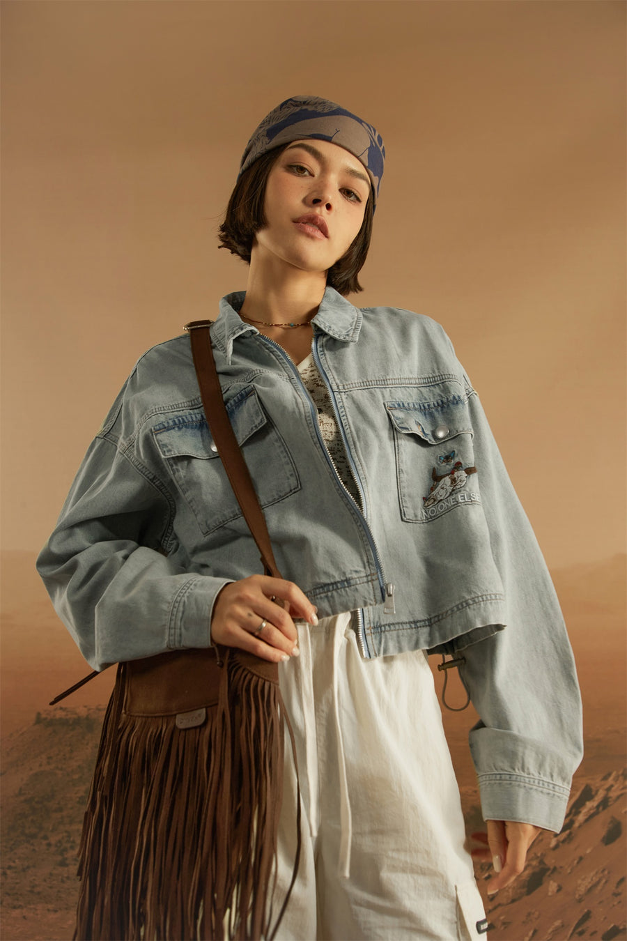 CHUU Two-Way Zip-Up Denim Jacket