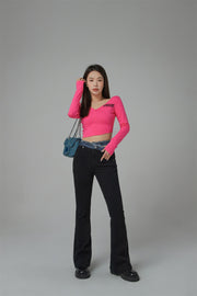 Cutout Waist Skinny Bootcut Jeans