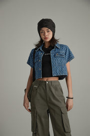 Argyle Embroidered Denim Jacket