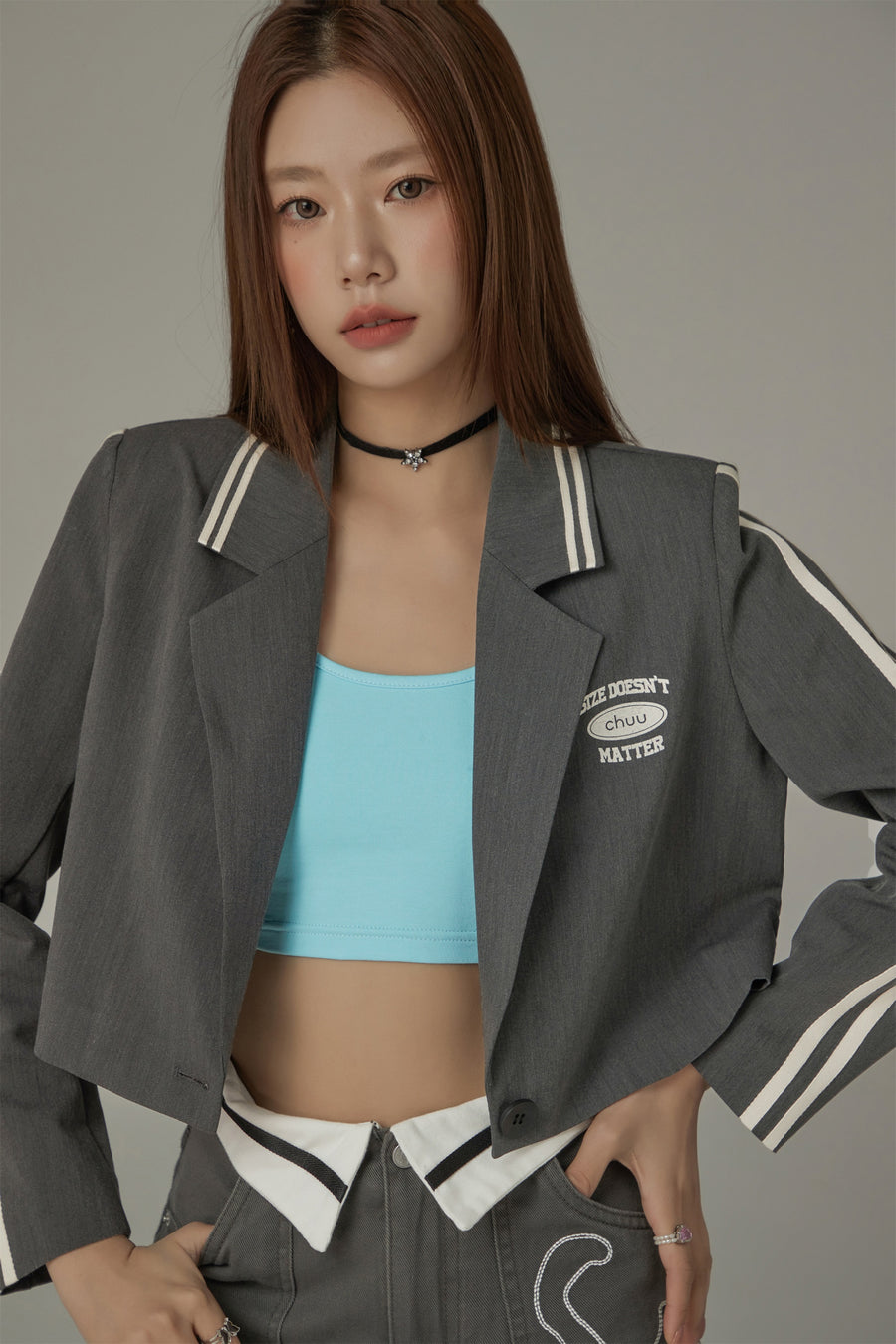 CHUU One Button Cropped Jacket