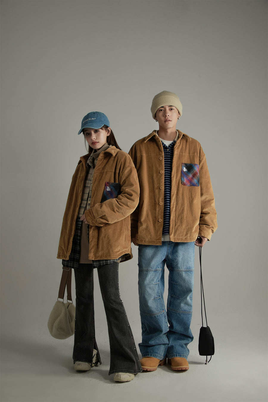 CHUU Color Block Corduroy Quilted Jacket