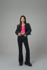 Cutout Waist Skinny Bootcut Jeans