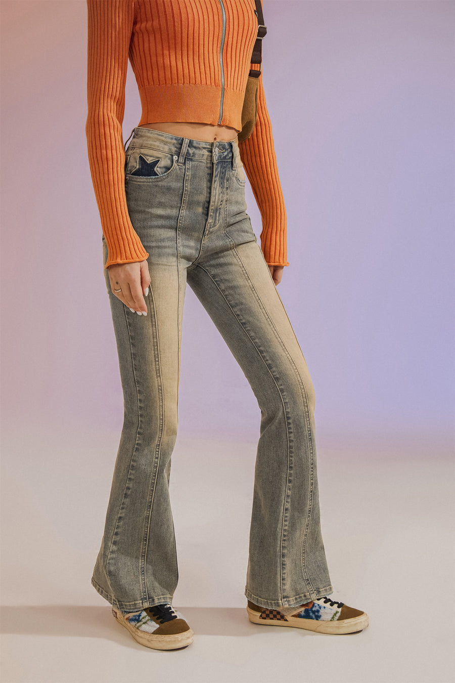 CHUU Hidden Star Bootcut Jeans