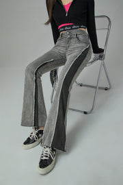Two-Toned Cut Slit Bootcut Jeans