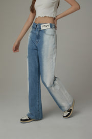 Faded Washed Distressed Denim Jeans