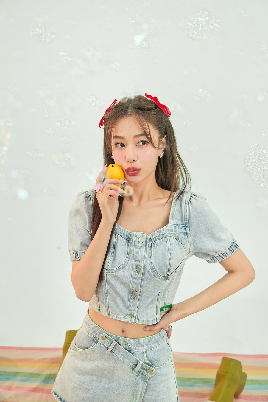 CHUU Puff Sleeve Denim Jacket