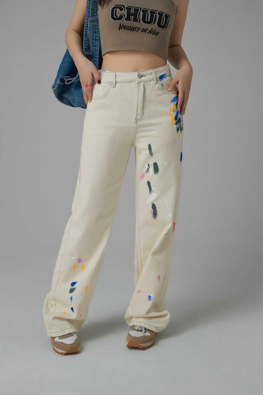 CHUU Colorful Paint Straight Fit Denim Jeans
