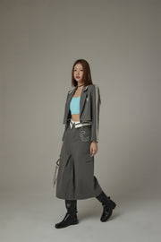 One Button Cropped Jacket