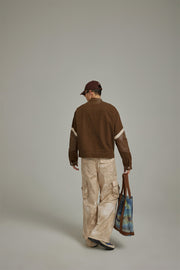 Faux Leather And Suede Blouson Jacket