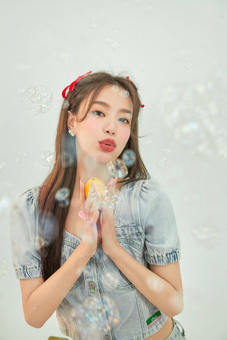 CHUU Puff Sleeve Denim Jacket