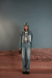 Open Shoulder Zip Denim Jacket