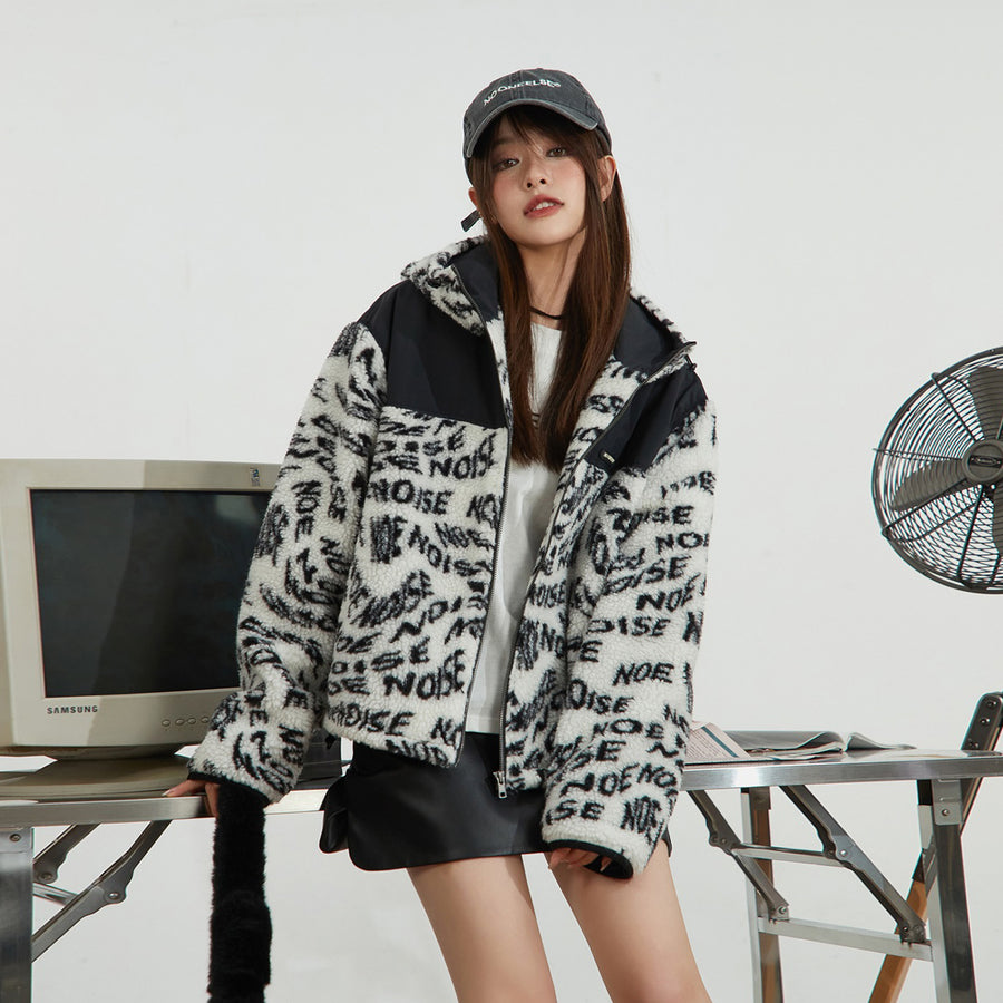 CHUU Sporty Hoodie Fleece Crop Jacket
