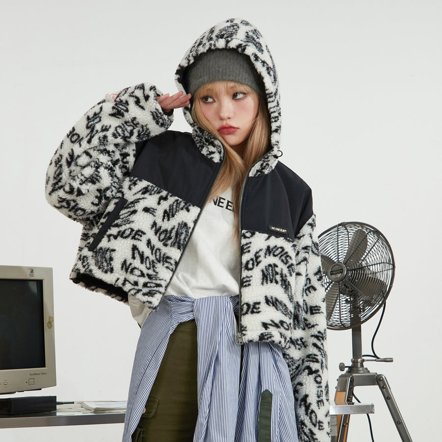 CHUU Sporty Hoodie Fleece Crop Jacket