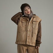 Winter Button Denim Vest Jacket