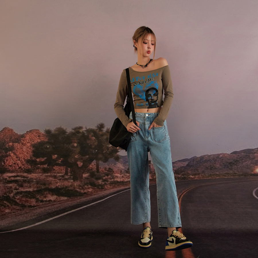 CHUU Crop Ankles Straight Jeans