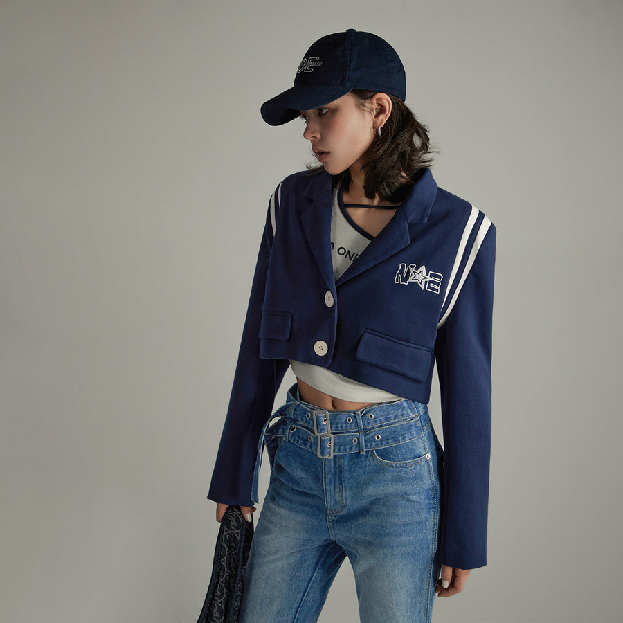CHUU Cropped Varsity Jacket