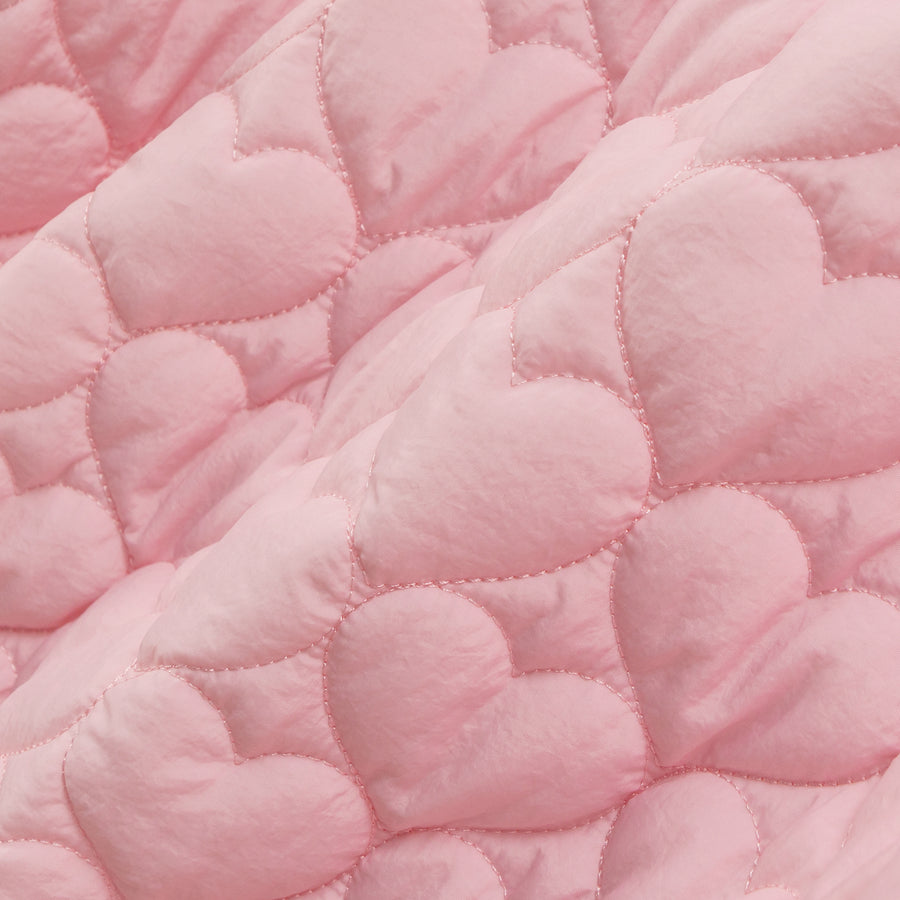 CHUU Fur Hoodie Heart Quilted Jacket