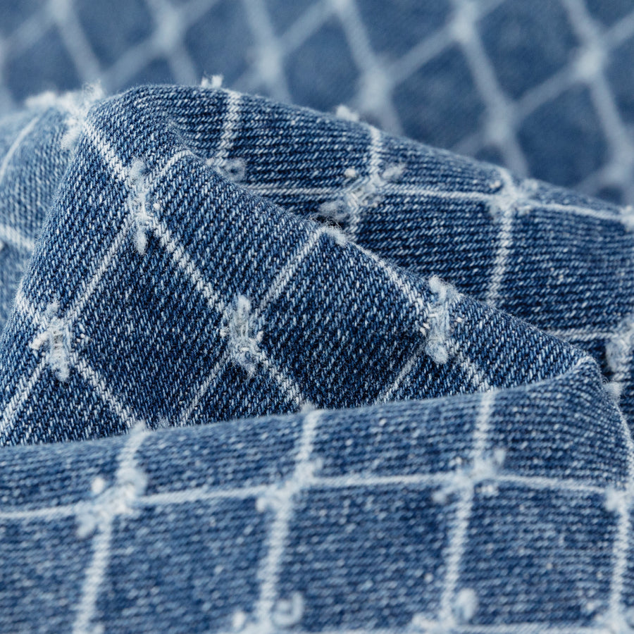 CHUU Argyle Embroidered Denim Jacket