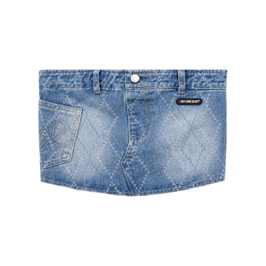 CHUU Argyle Denim Tube Top