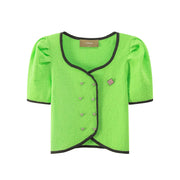 Heart Button Short Sleeve Jacket