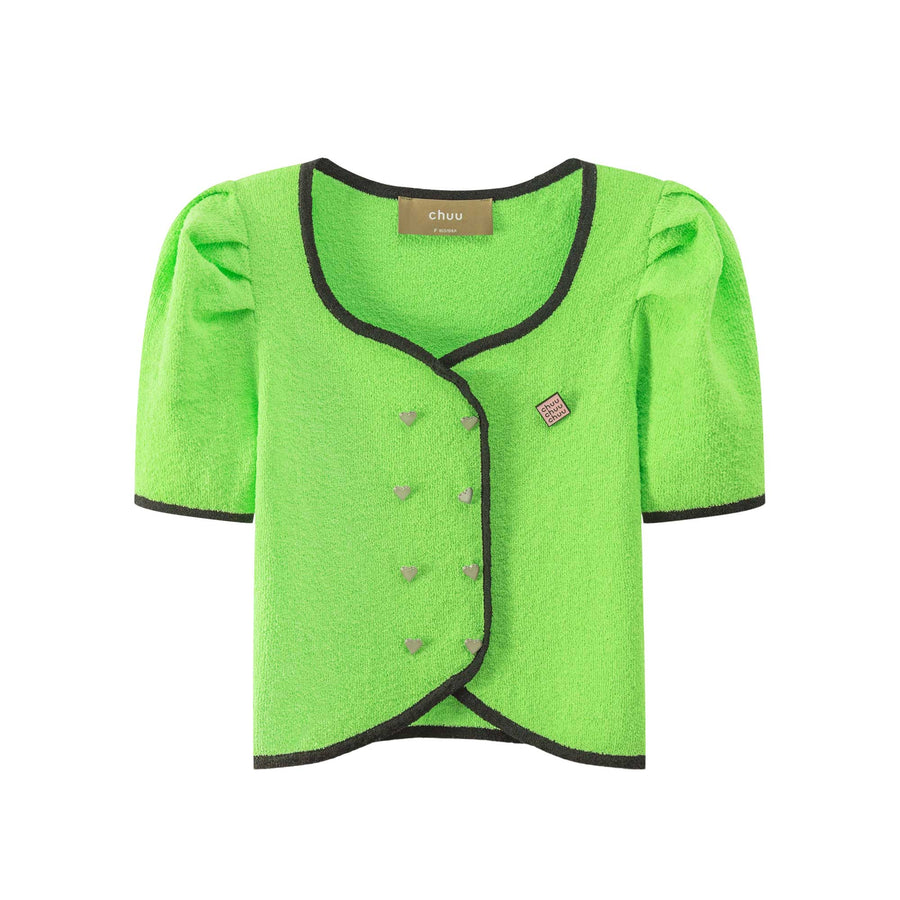 CHUU Heart Button Short Sleeve Jacket