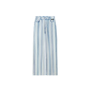 High Waist Stripe Straight Jeans