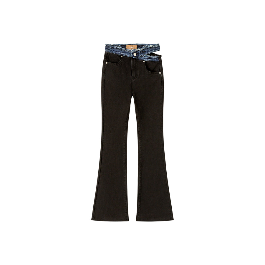 CHUU Cutout Waist Skinny Bootcut Jeans