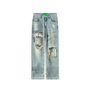 Graffiti Damaged Wide Jeans