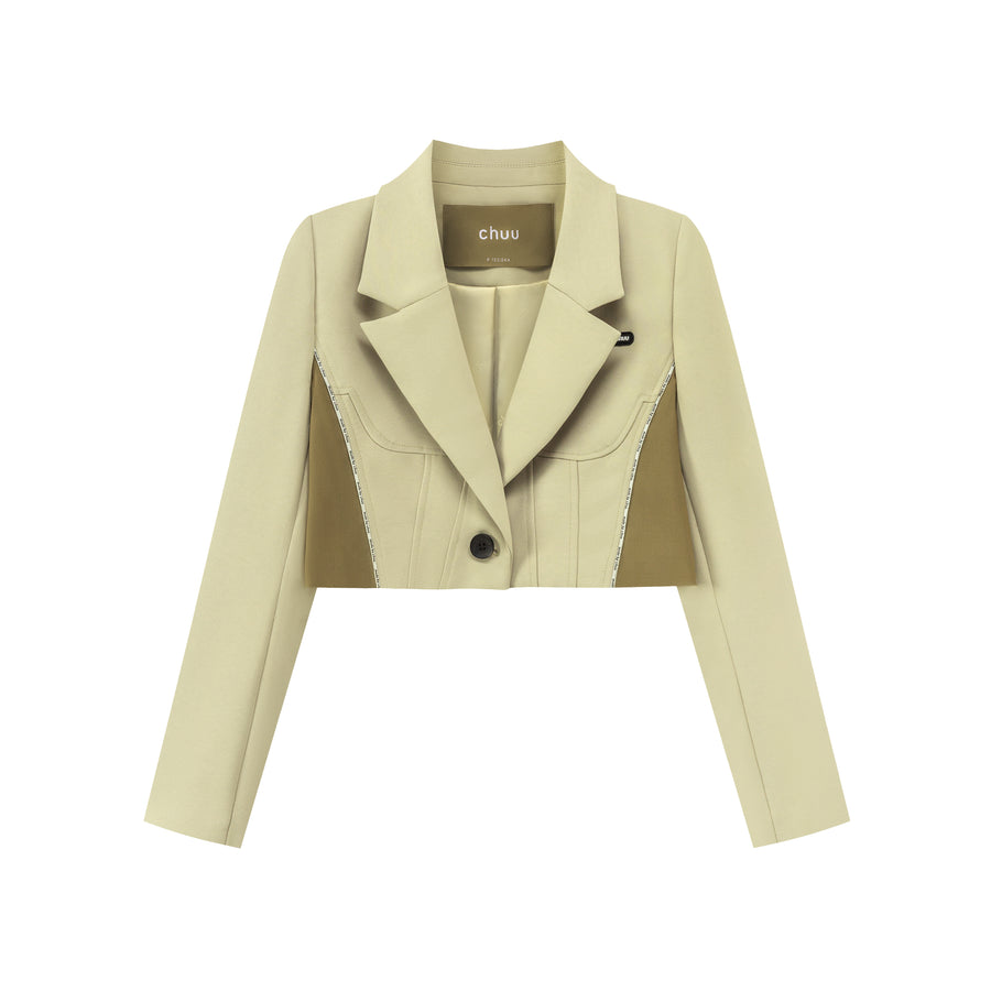 CHUU Cut-Out Simple Crop Jacket