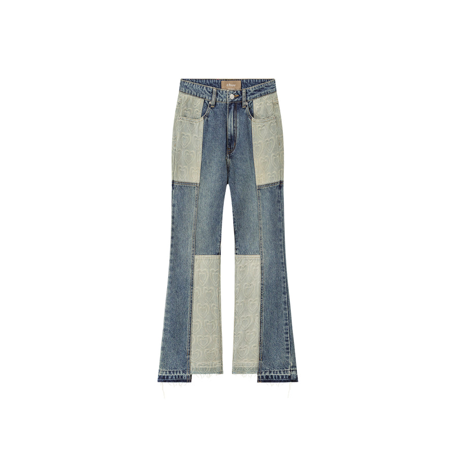 CHUU Patch High Waist Straight Jeans