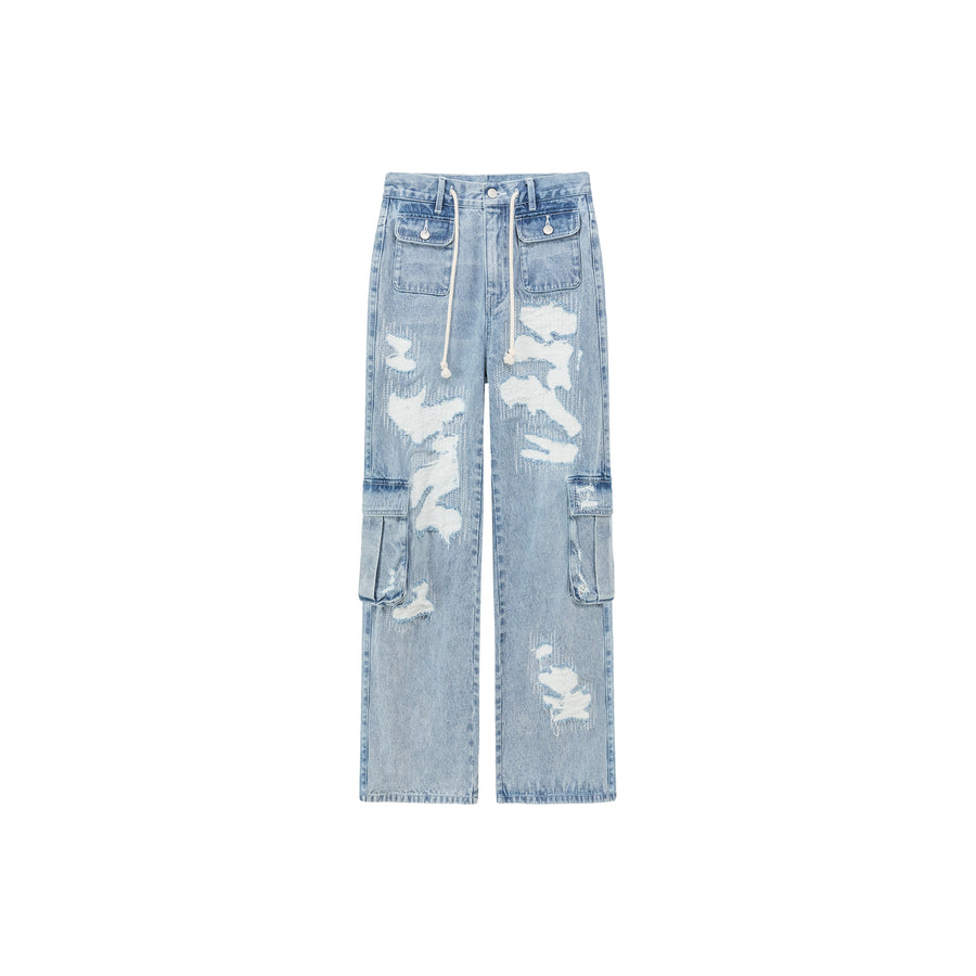 CHUU String Pocket Wide Denim Jeans